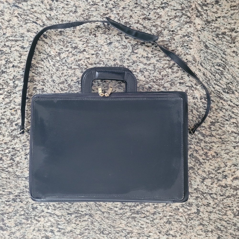 Genuine Black Leather Attaché Case